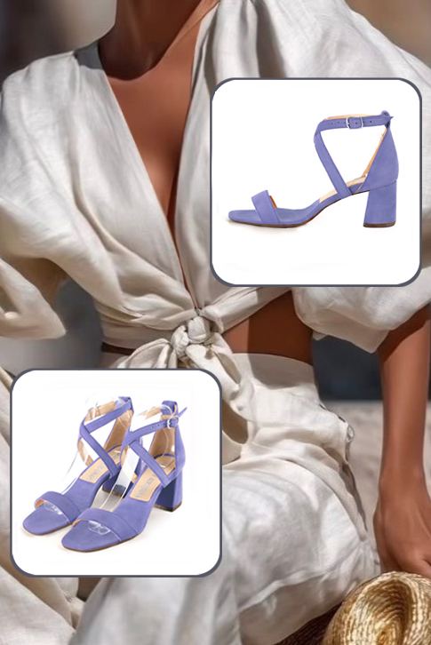 Women's  elegant sandals closed at the back with crossed straps. .  - Top view